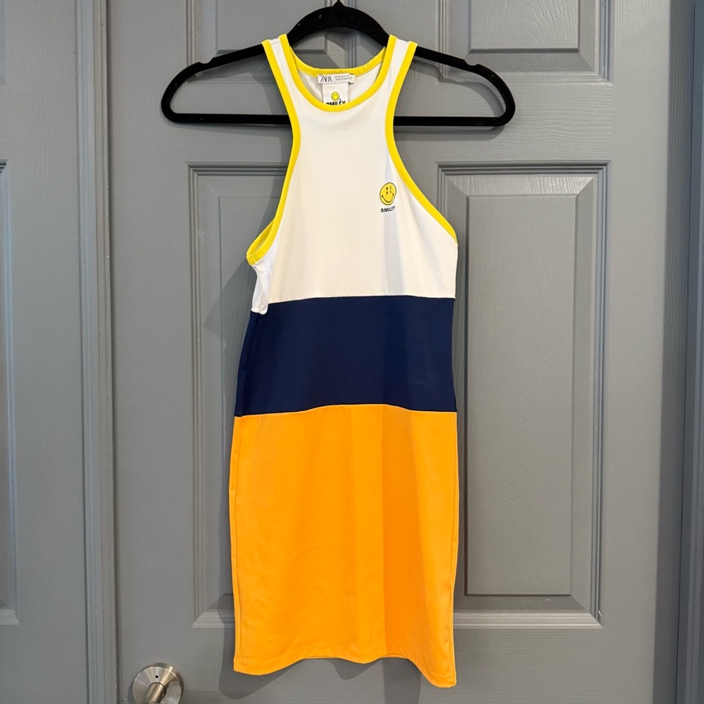 Zara Yellow and White Smiley Face dress